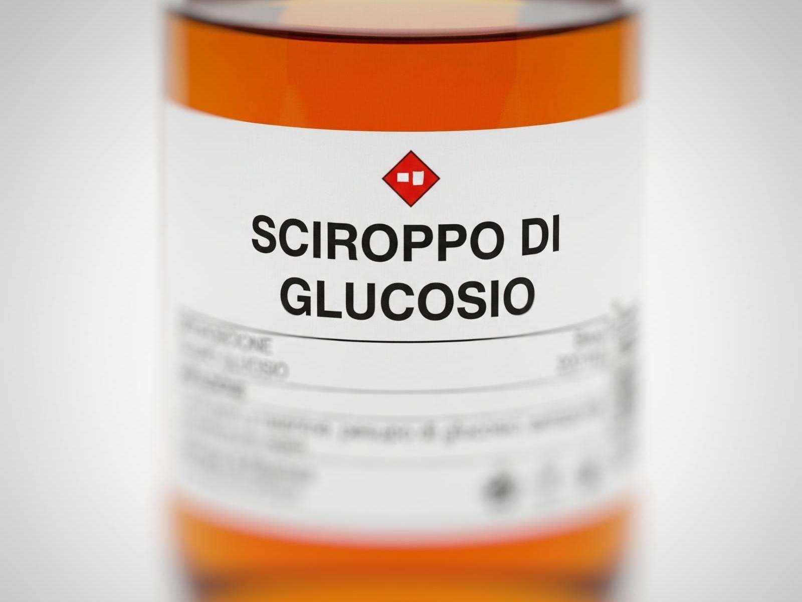 Flacone di sciroppo di glucosio, esempio di zucchero aggiunto industriale da limitare.