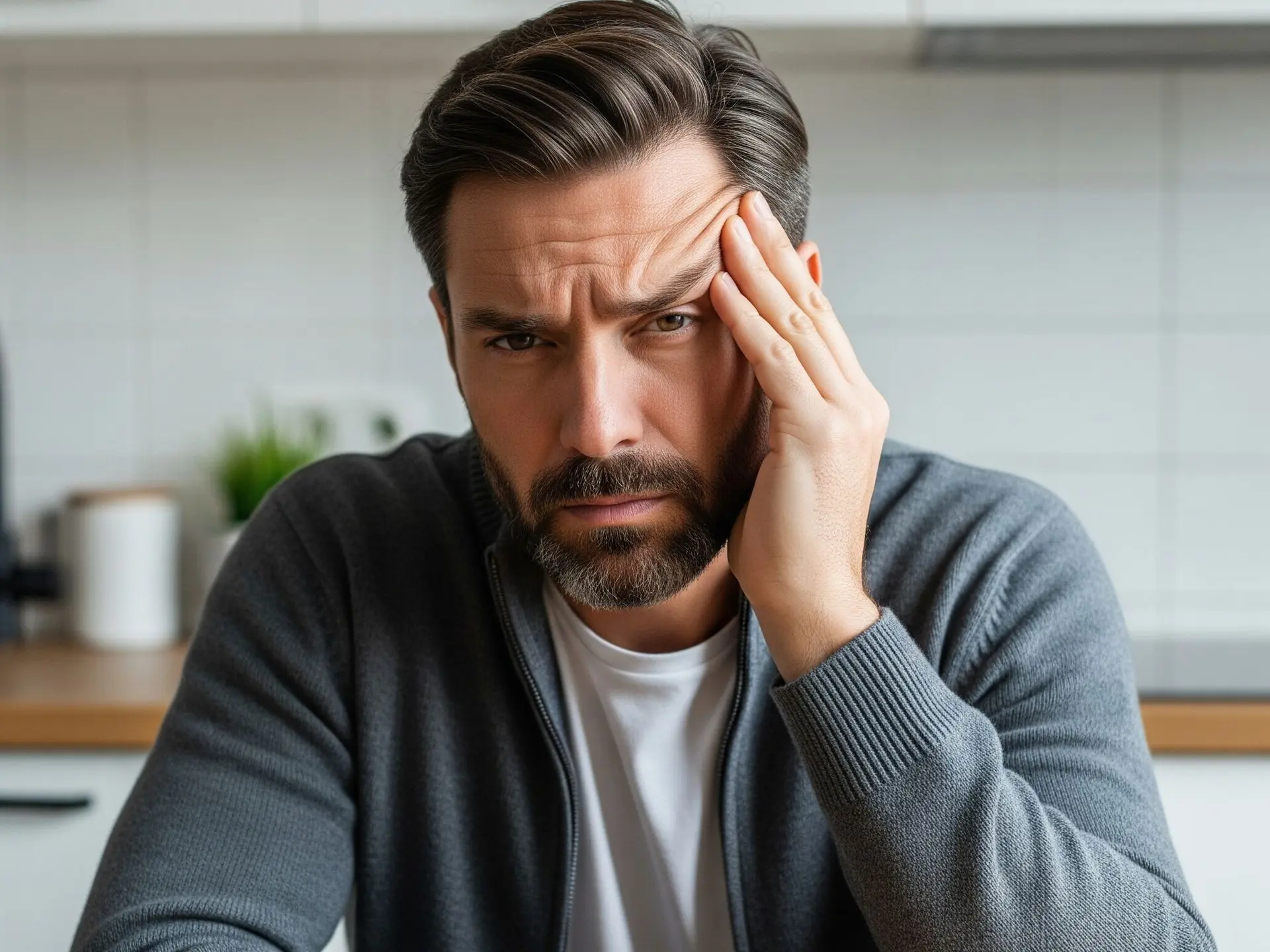 Uomo che sperimenta la stanchezza, uno dei rischi della dieta chetogenica fai-da-te.